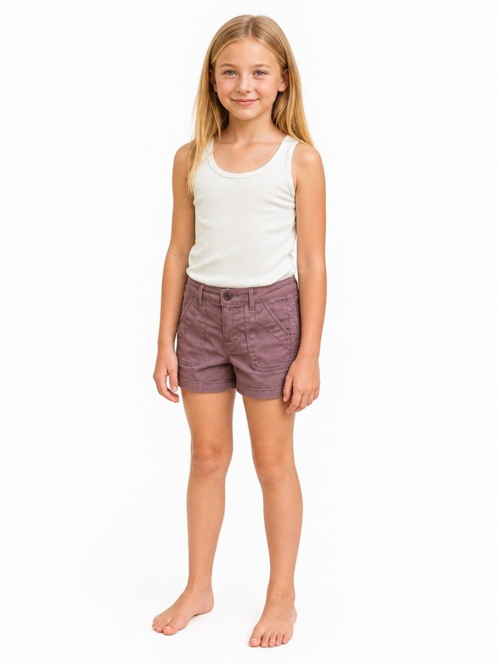 Chelsea & Violet Girls Mauve Cargo Shorts | Size 12 | Front Zip Utility Chic